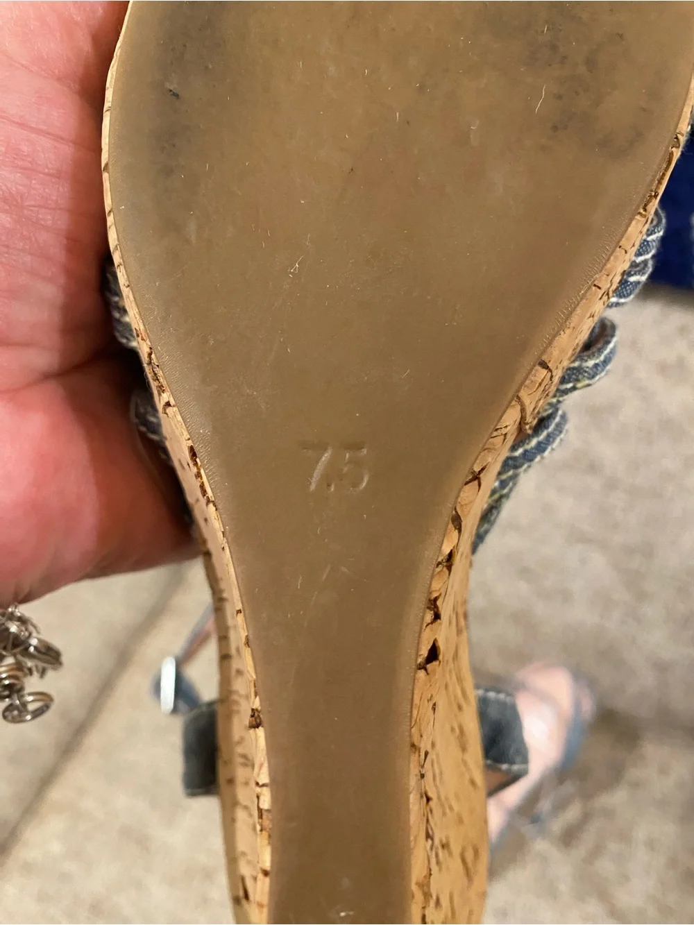 Rebecca Taylor Denim Blue Cork Wedge Sandals